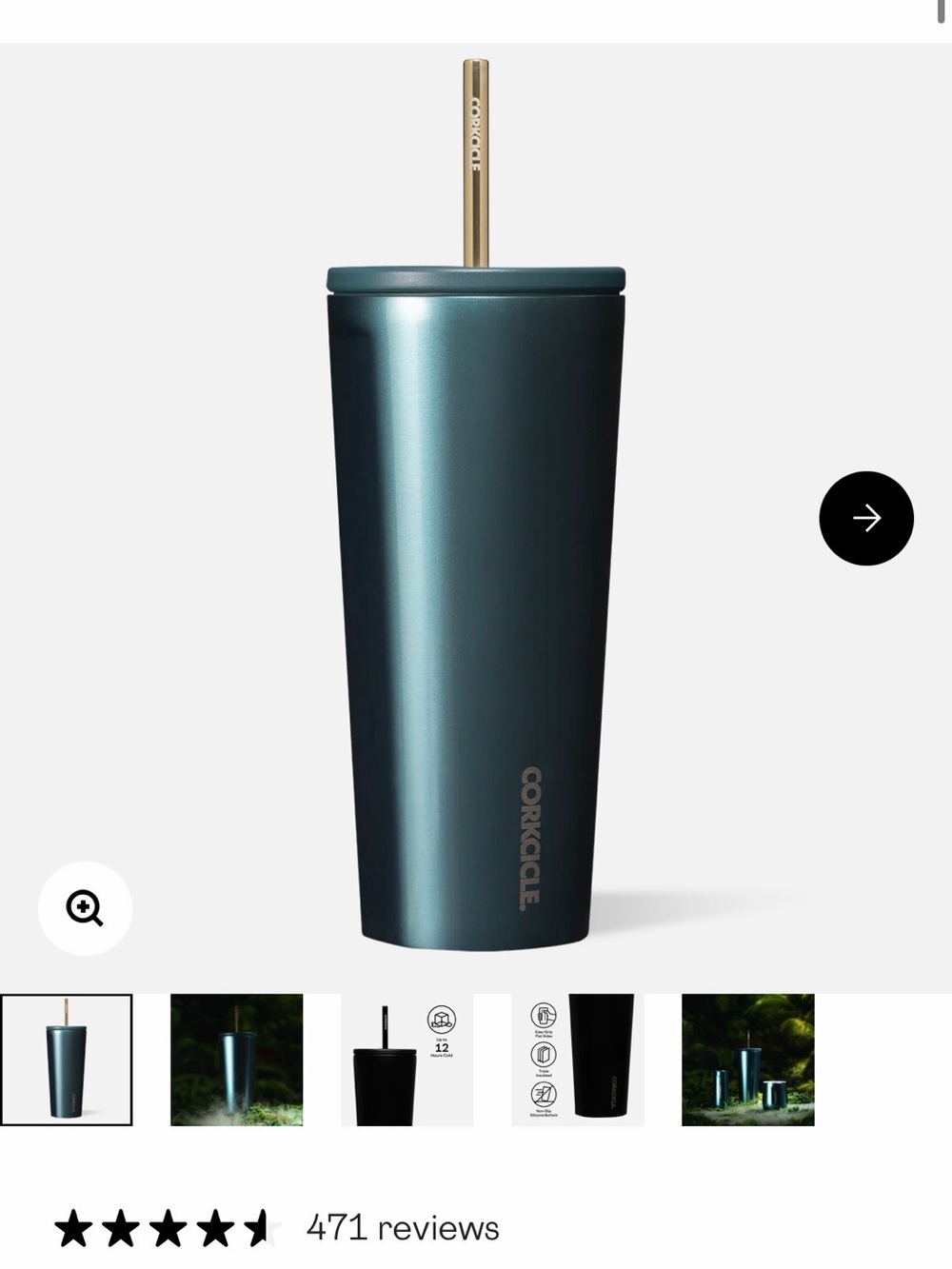 CORKCICLE COLD CUP - INSULATED TUMBLER WITH STRAW